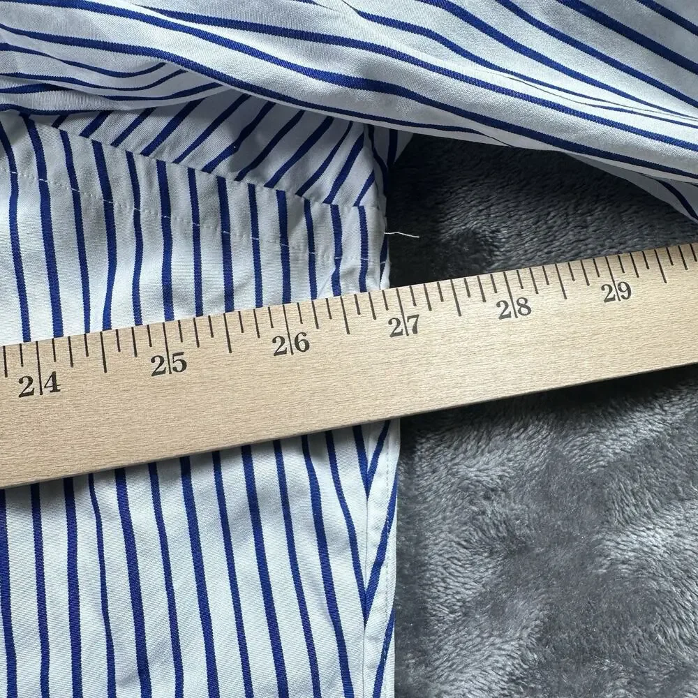 Polo Ralph Lauren Shirt Men’s 17.5” 34/35‎ White/Blue Classic Fit Striped Preppy